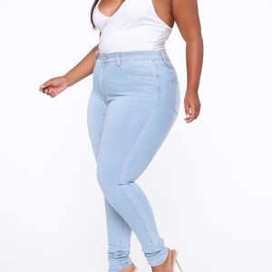 light blue wash high rise skinny jeans - 3X